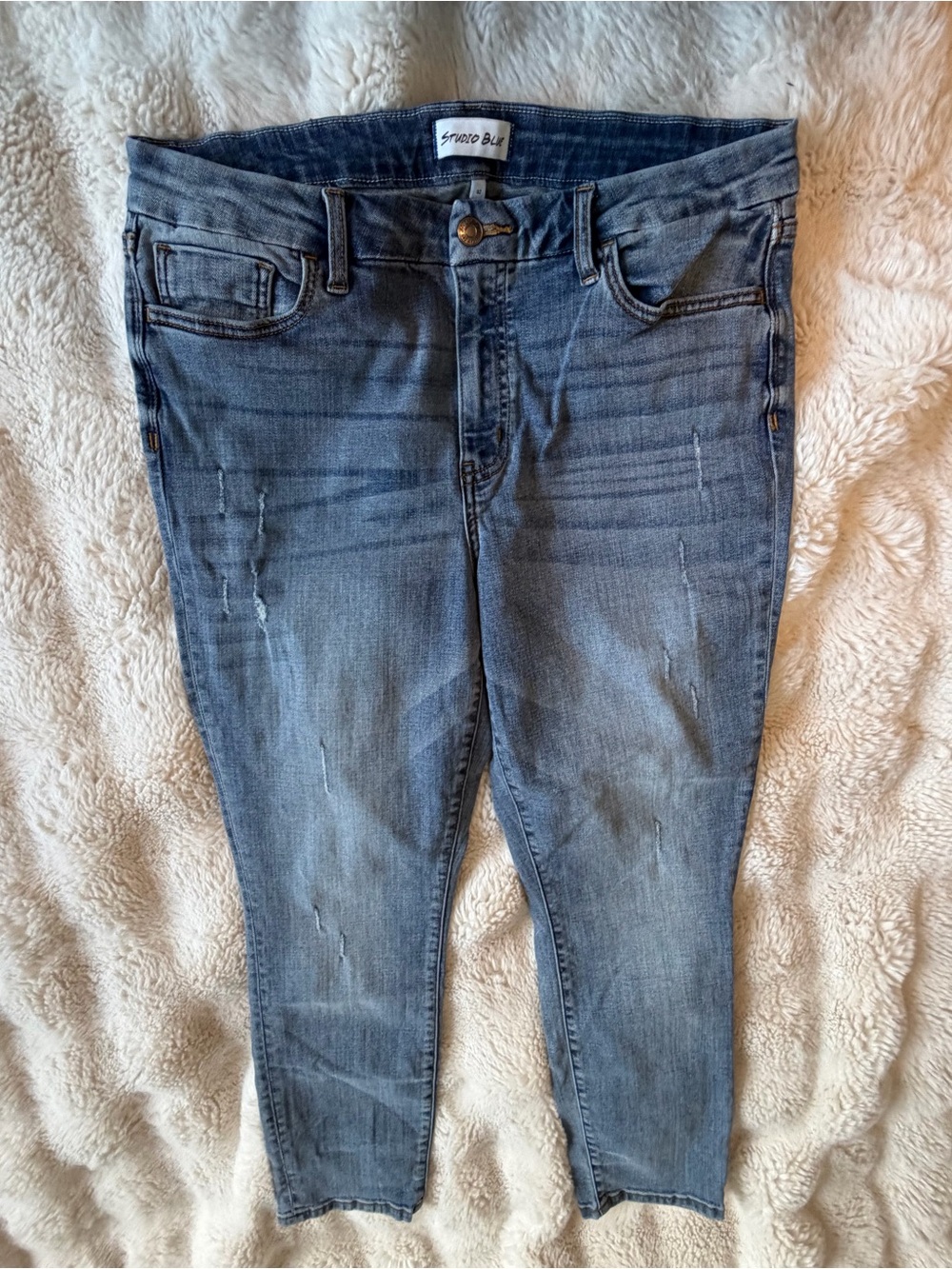Studio Blue Size 32 Distressed Skinny Ankle Jeans Stretch